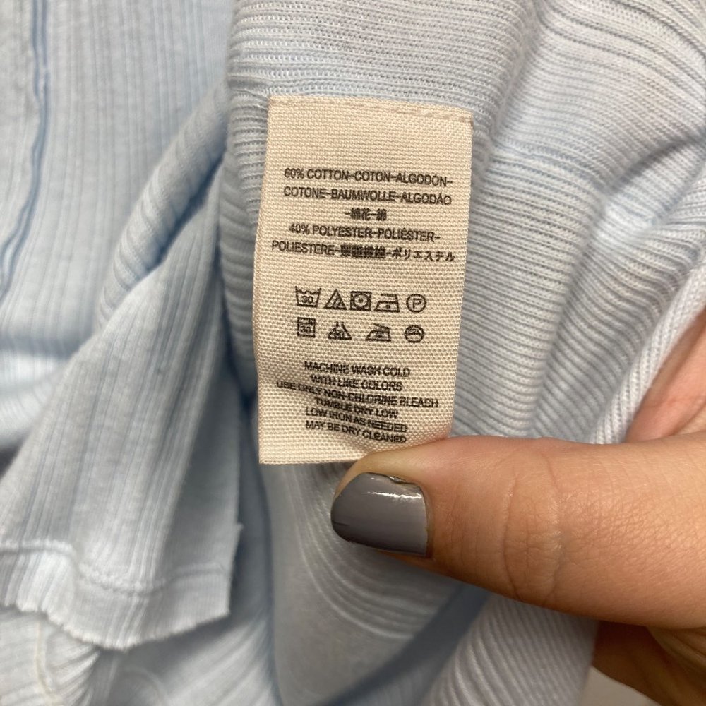 Free People - Annie Ribbed Long Sleeve Slouchy Pullover - Sky XS - Picture 7 of 11